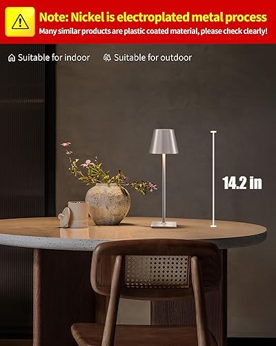 Vista 72 de KDG Paquete de 2 lámparas de mesa inalámbricas, lámpara de escritorio LED portátil, funciona con batería de 4000 mAh, atenuación continua de 3