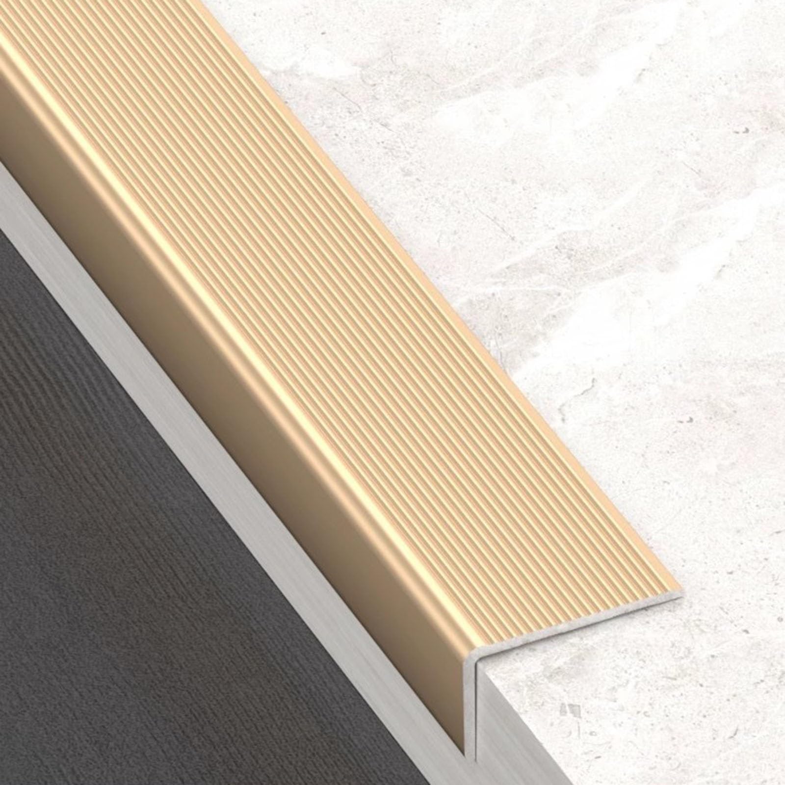 WJYWX Non-Slip Stair Nosing, 3pcs*0.9m - Aluminium Stair Edge Trim, Indoor & Outdoor Stair Edge Protector For Step Edge Protector, Stair Edging, Transition Strip, Metal Corner Trim(Gold,7cmx3cmx0.9m)