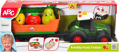 Miniatura 7 de Dickie 204115010 ABC - Tractor de frutas con remolque, fruta incluida, luz de trinquete, sonido, 11.8 in