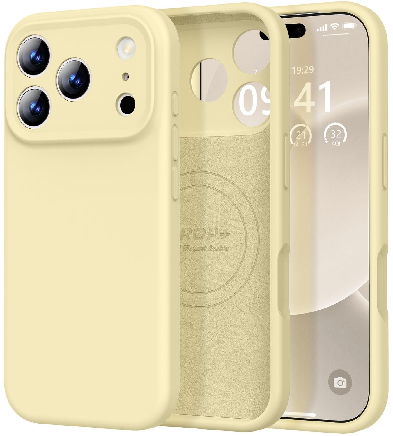 Photo 1 of Vooii Magnetic for iPhone 17 Pro Case, Compatible with Magsafe (Premium Liquid Silicone) (Integrated Camera Control Button) Full Body Protective Anti-Scratch Microfiber Lining 6.3", Creamy Yellow