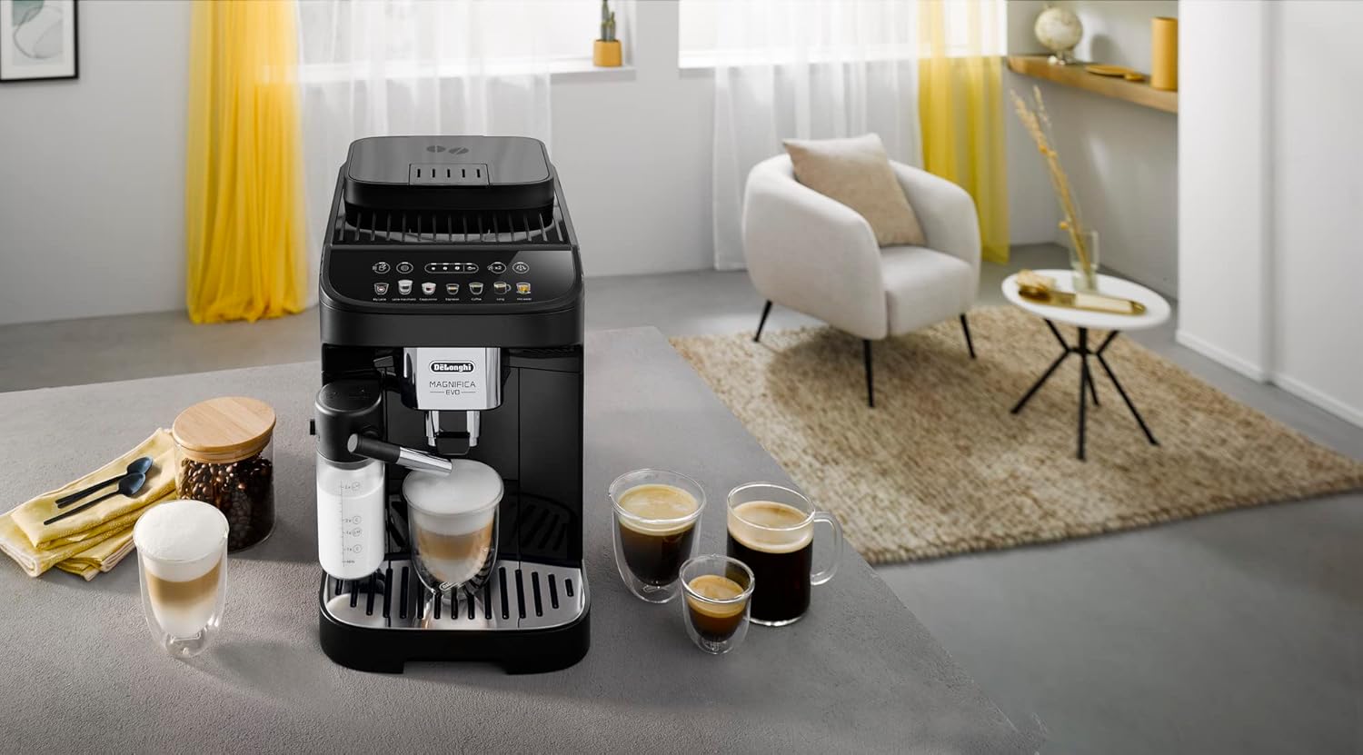 DeLonghi Magnifica Evo ECAM292.81.B, Macchina da caffè Automatica, Chicchi macinati al momento, Caraffa MontaLatte Automatica per Cappuccini, 7 Bevande One Touch, Spegnimento Programmmabile, Nero DeLonghi Magnifica Evo ECAM292.81.B, Macchina da caffè Automatica, Chicchi macinati al momento, Caraffa MontaLatte Automatica per Cappuccini, 7 Bevande One Touch, Spegnimento Programmmabile, Nero
