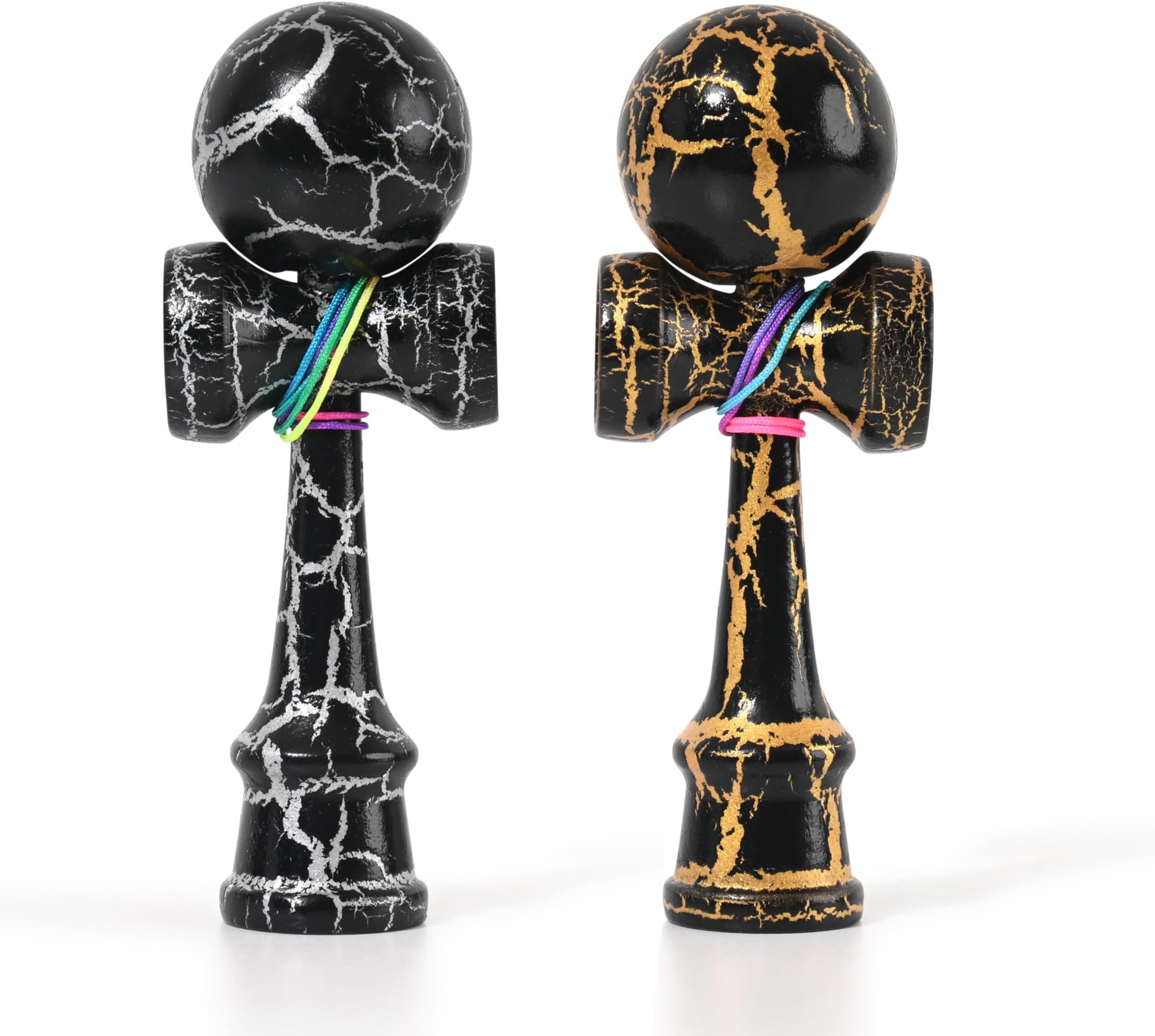 2-PACK - - The Best Pocket For Tons Of Fun (not full size) - Fancy Colors: Black/Silver and Black/Gold - Solid Wood - A Tool To Create Better Hand And Eye Coordination