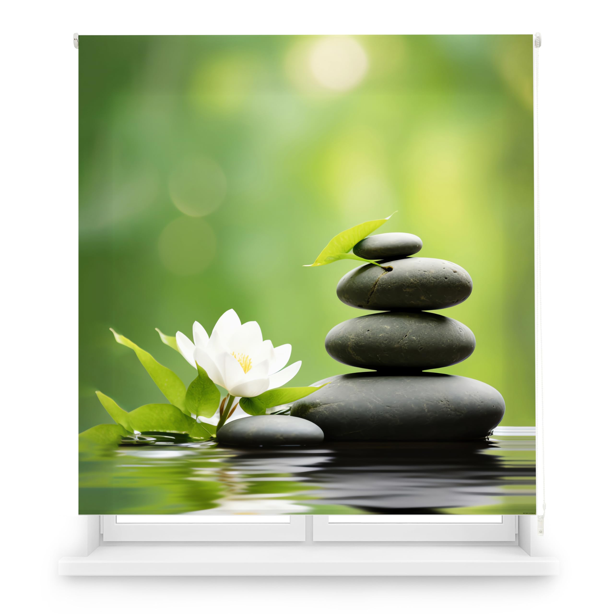 Blindecor Digital | Rollo durchscheinend Bedruckt | Familie Zen | Modell Z-Teich | 150 x 180 cm (Breite x Höhe) | Stoffgröße 146 x 175 cm | Fensterrollos