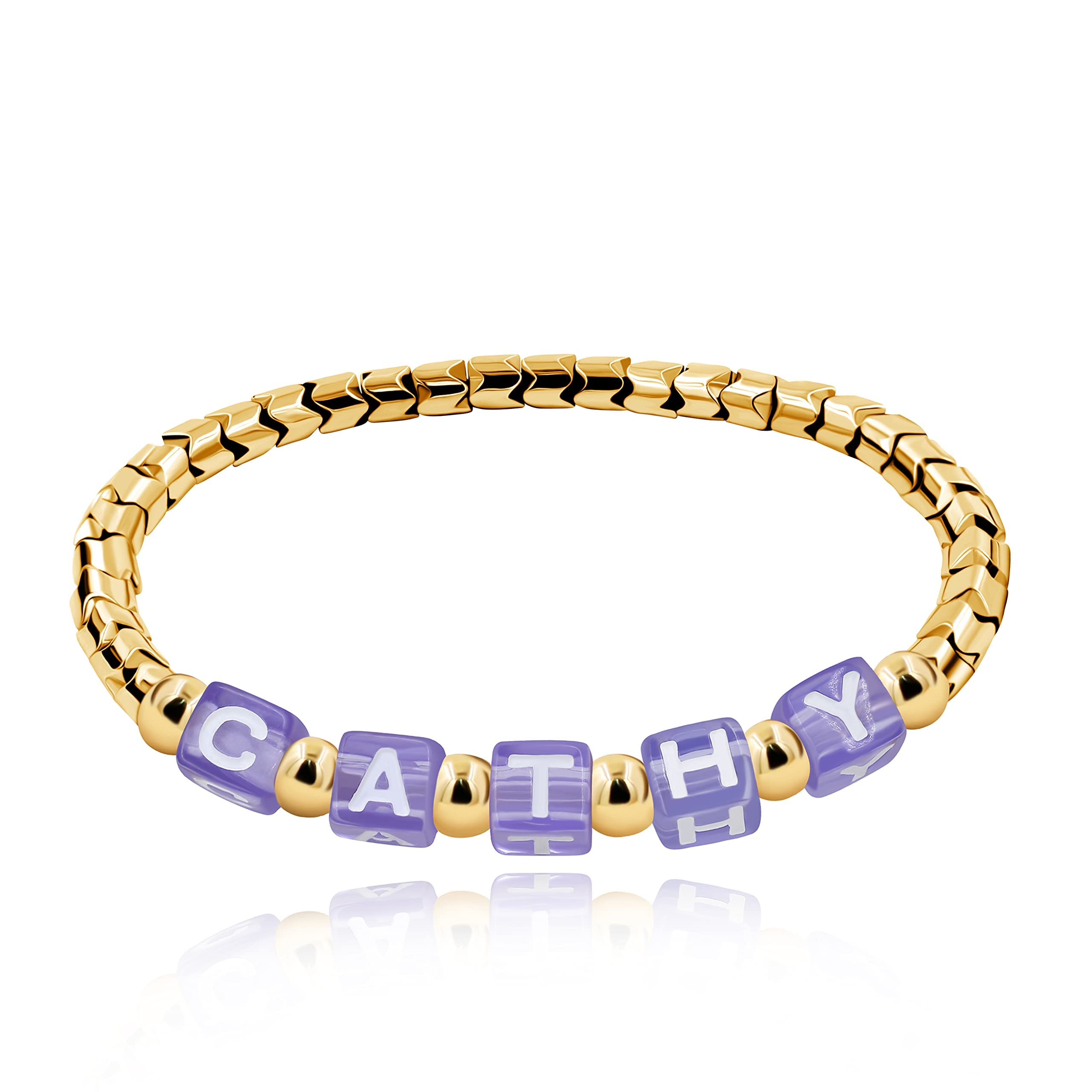 Personalized Custom Black Name Initial Letters Black Hematite Bracelets for Women Men Best Friend Y1533-UK