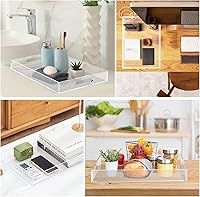 Vista 7 de Bandejas de acrílico para servir con asas, bandeja rectangular resistente de desayuno de 16 x 12 pulgadas, bandejas decorativas transparentes