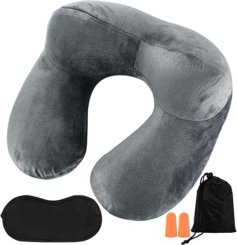 Almohadas inflables de viaje para dormir en avión, almohada inflable para el cuello para viajar, almohadas inflables para el cuello de viaje para