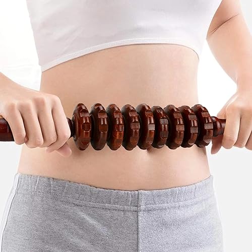 Miniatura 6 de Rodillo de masaje de madera, barra de rodillo muscular para celulitis para atletas, barra de masaje manual de punto de gatillo para alivio del dolor