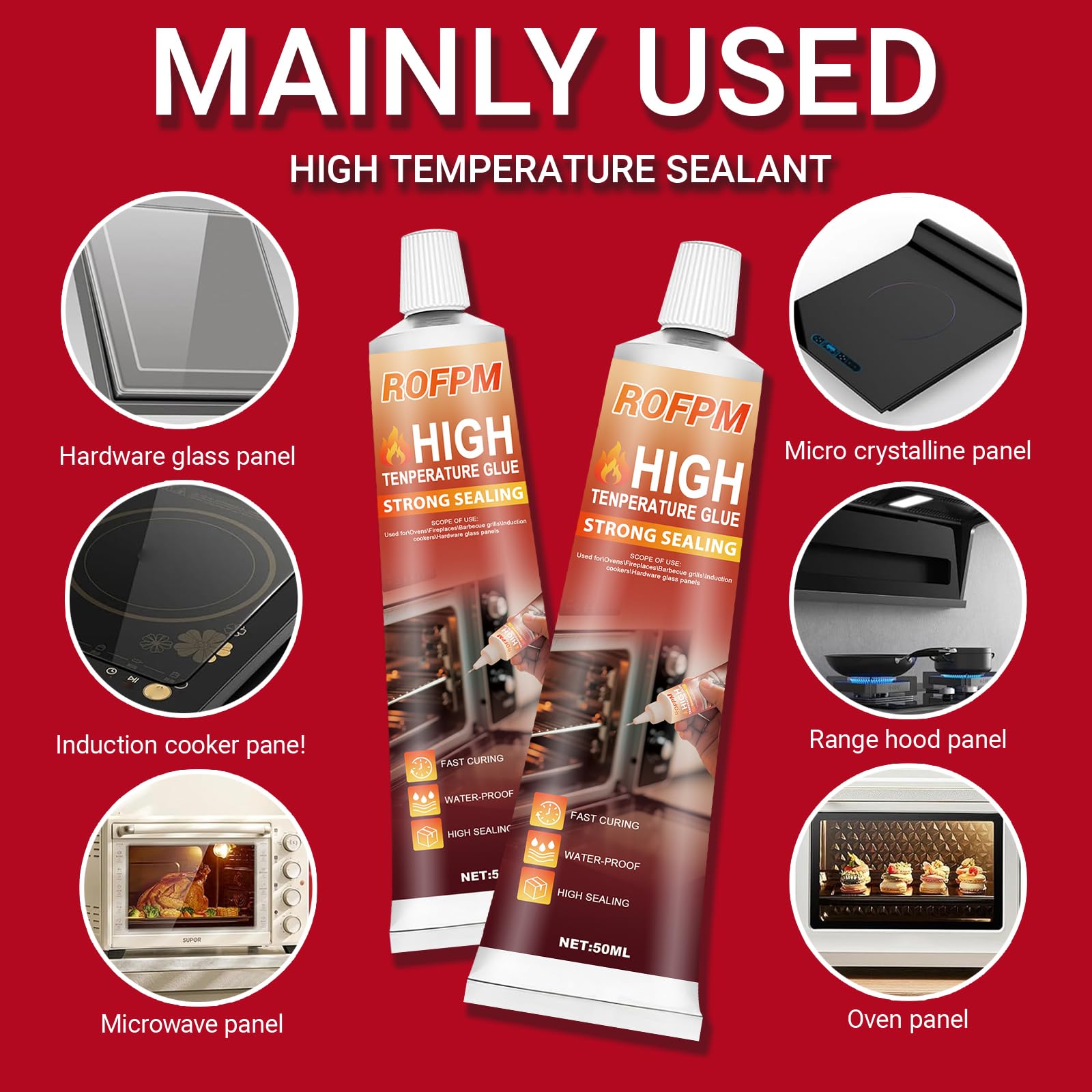 Silicone Nero Alte Temperature 600 Gradi, Colla Termoresistente per Guarnizioni Auto, Stufa, Forno