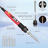 Vista 2 de Kit de soldador, soldadores digitales LCD de 80 W 110 V, herramientas de soldadura portátiles con calentador de cerámica, preciso 356°F-896°F