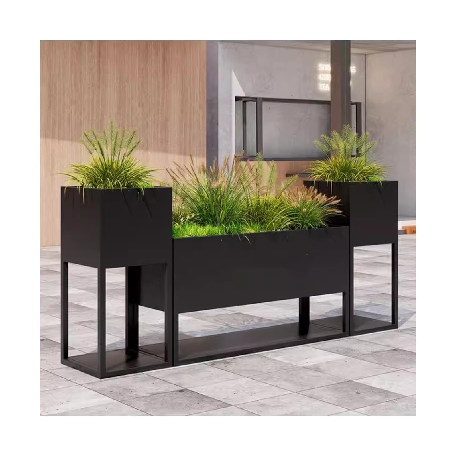 Xujuan-0227 One Color Bench With Planter Box Outdoor Flower Box Milk Tea Shop With Fence Partition Rectangular Flower Trough Flower Bed