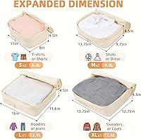Vista 2 de BAGAIL 4 juegos/6 juegos/8 cubos de compresión para embalaje, accesorios de viaje, organizadores de embalaje expandibles (malla cuadrada, 06-beige)