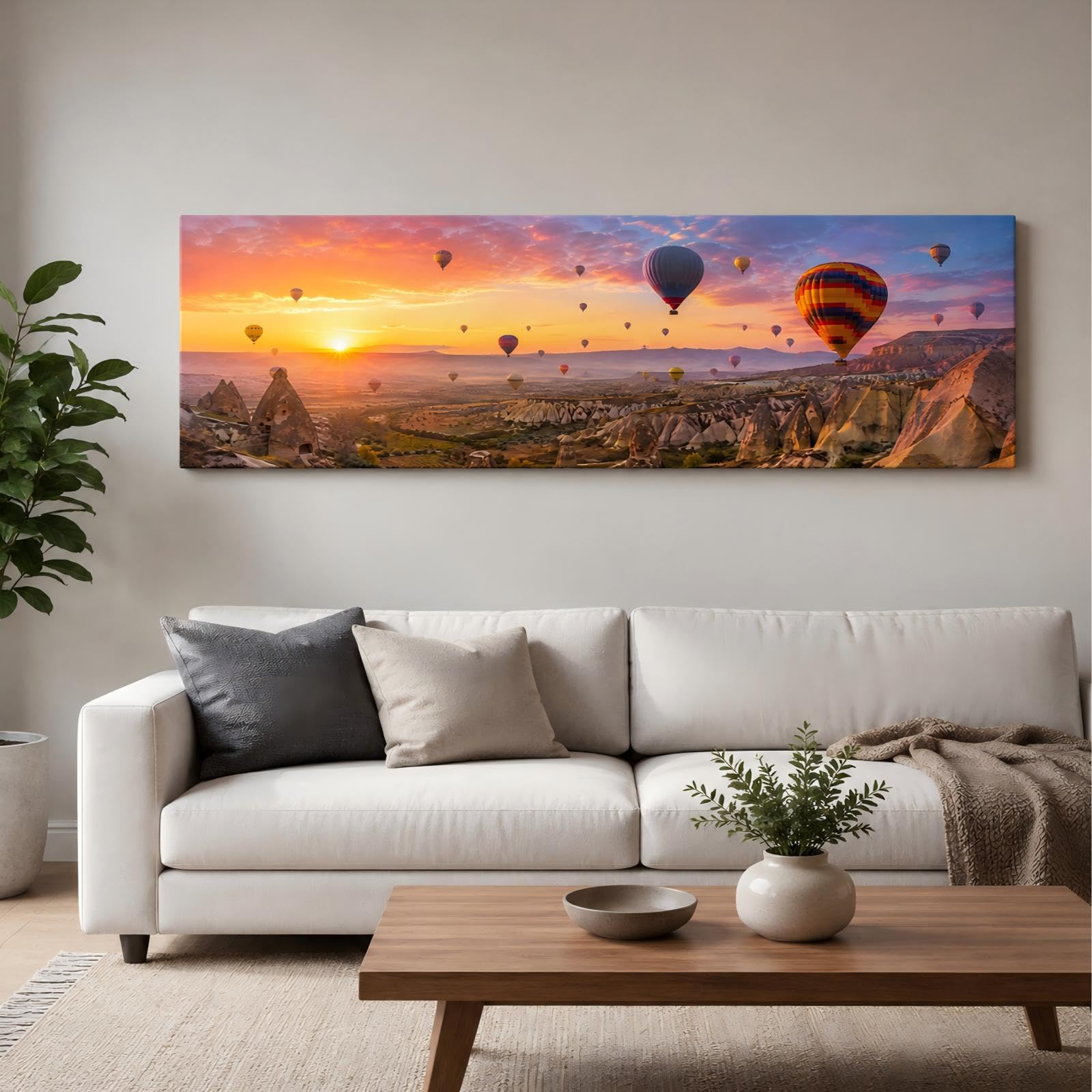 RGsixiot Cuadro en Lienzo Capadocia Globos Aerostáticos Ocaso Panorámico