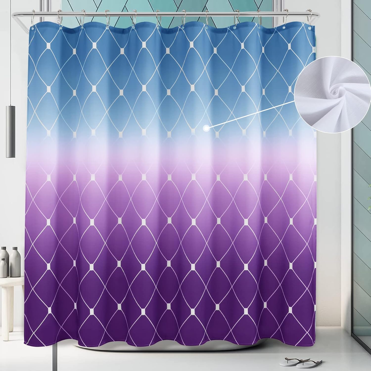 Long Shower Curtains Blue Shower Curtain Navy Shower Curtain Set with Hooks Water