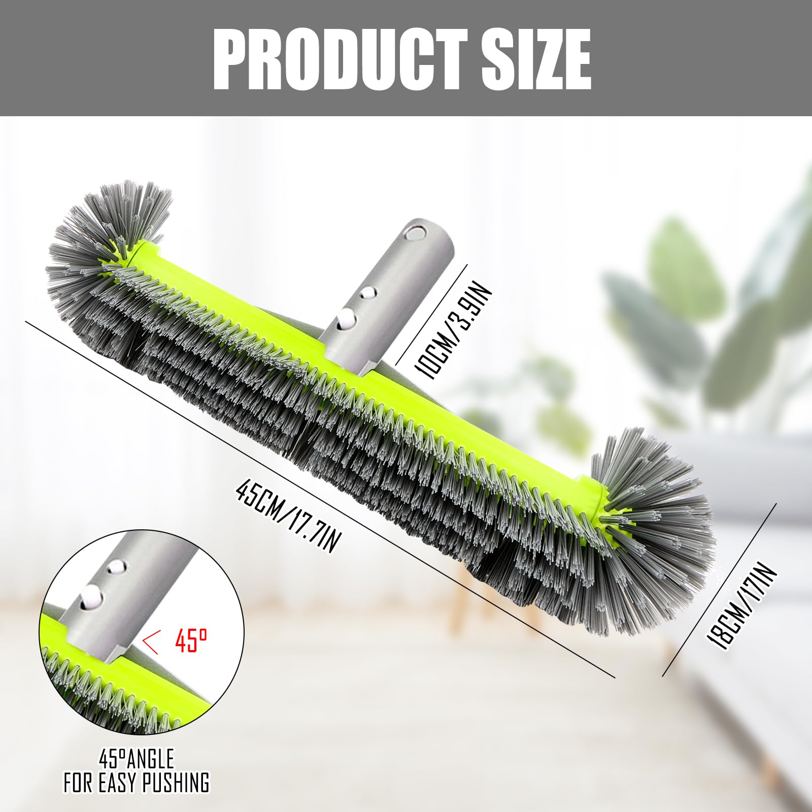 Brosse de nettoyage pour piscine 43 cm Poils avant Clip EZ Poignée aluminium