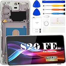 OLED LCD Screen for Samsung Galaxy S20 FE 5G for Samsung S20 FE 5G Screen Replacement SM-G781B Digitizer Touch Screen Repair Kits with Frame (Lavender Cloud, with Fingerprint)