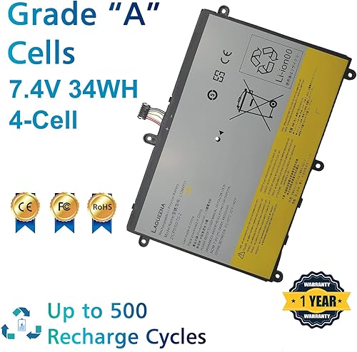 Miniatura 2 de L13M4P21 - Batería para portátil compatible con Lenovo IdeaPad Yoga 2 11 Series L13L4P21 121500223 121500224 2ICP55070-2 2ICP65170-2 7.4V 34Wh 4