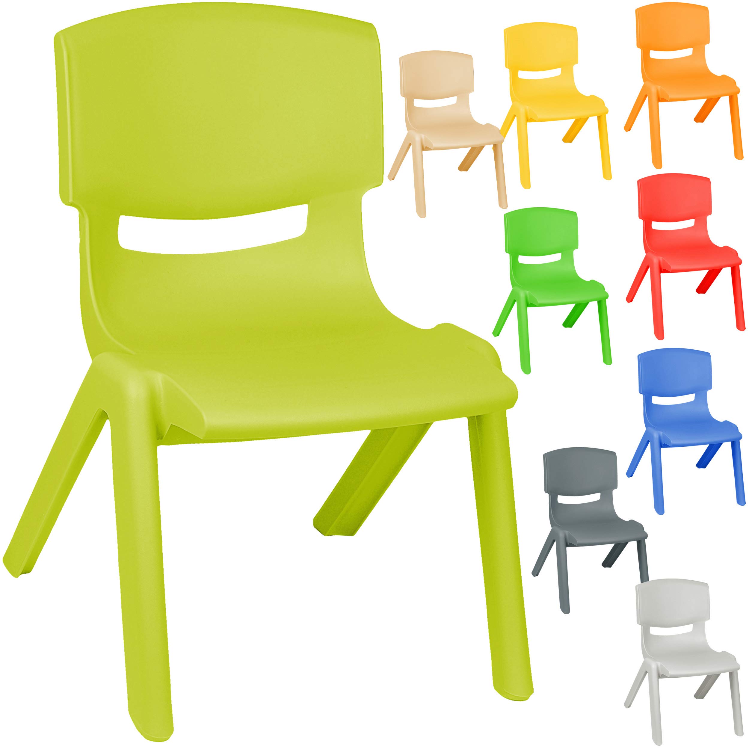 alles-meine.de GmbH 4 Stück - Kinderstühle/Stühle - Farbwahl - bunter Farb-Mix - Plastik - bis 100 kg belastbar/kippsicher - für INNEN & AUßEN - 0-99 Jahre - stapelbar - Ga..