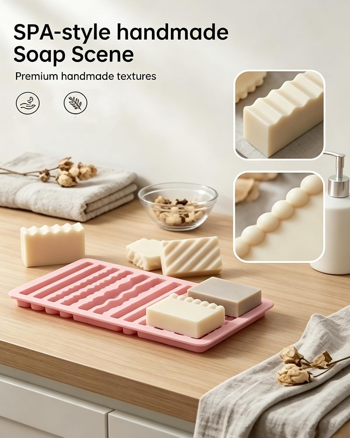 2 Style Pink Silicone Long Bars Mold for DIY Chocolate Stick,Pretzels & Ice