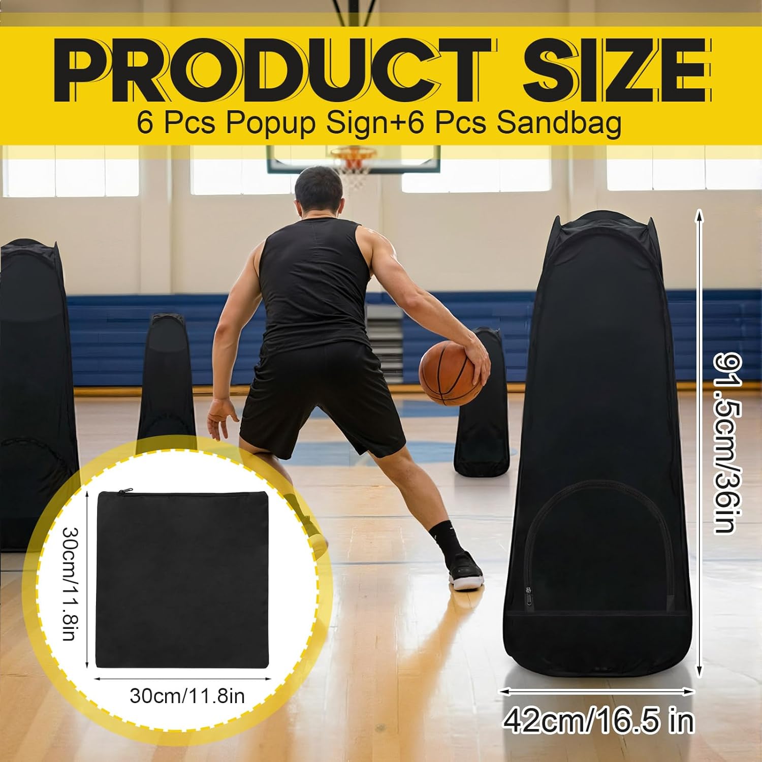 6 Pcs Basketball Blocker Pop Up Defender with Sand Bags Cone Blocking Dummy Training Mannequin Soccer and Basketball Defender Dummy Practice Equipment for Defence Training Drills