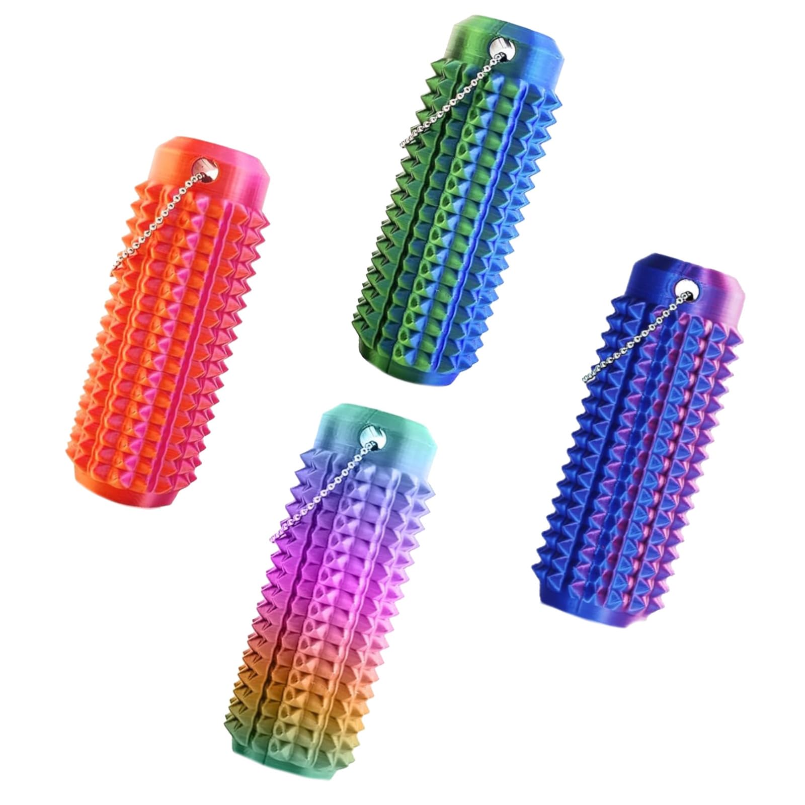Set De 6 Llaveros Fidget Spiky 3D | Juguete De Estrés Con Textura De Púas Para Adultos | Regalo Antiestrés Para Adolescentes