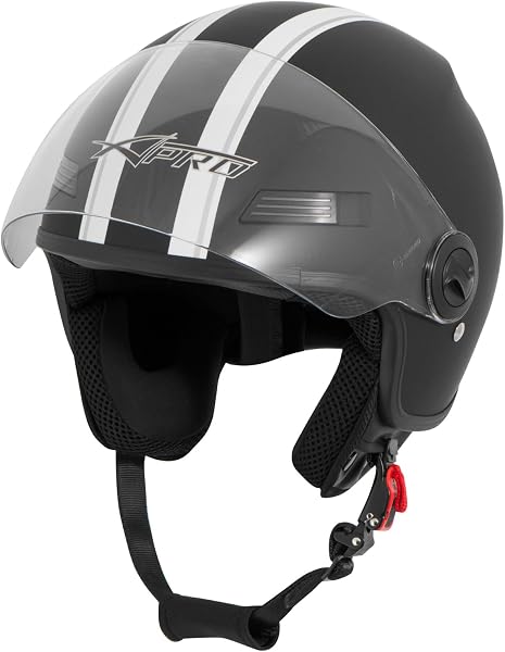 Motorradhelm Motorrad Roller Offenes Jet Helm Viser ECE 22-06 Matt Schwarz XS - 2