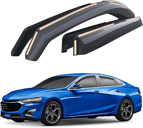 Goodyear Deflectores de ventana inastillables en el canal para Chevrolet (Chevy) Malibu 2016-2025, protectores de lluvia, viseras de ventana para