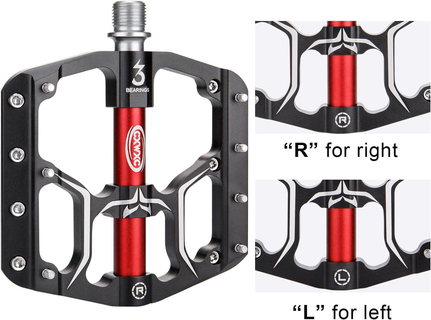 Road/Mountain Bike Pedals - 3 Bearings 9/16” Aluminum Alloy Bicycle Pedals - Mountain Bike Pedal with Removable Anti-Skid Nails : Sports & Outdoors