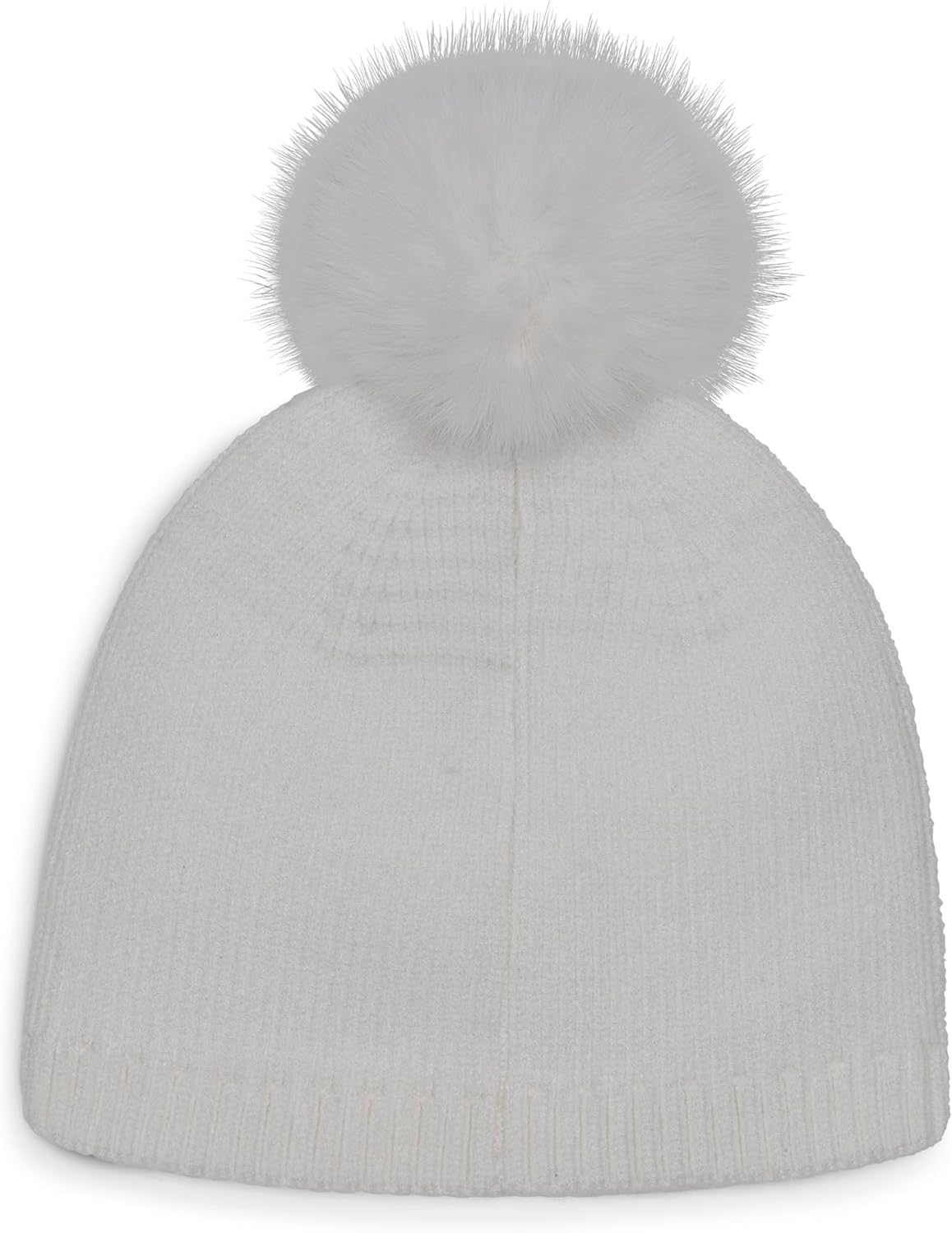 Karl Lagerfeld Womens Crystal and Pearl Studs Faux Fur Pom Beanie - Image 3