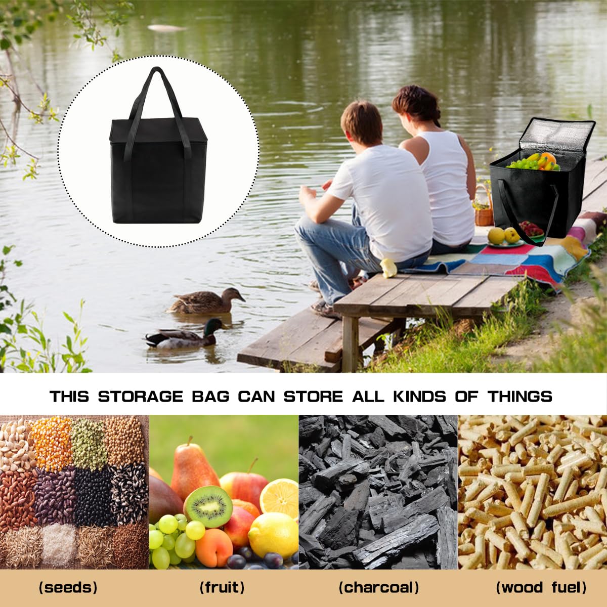 Bolsa de almacenamiento de pellets de madera, dispensador de pellets para fumador, contenedor de pellets de madera impermeable, bolsa de almacenamiento de pellets para acampar al aire libre, viajes, 5