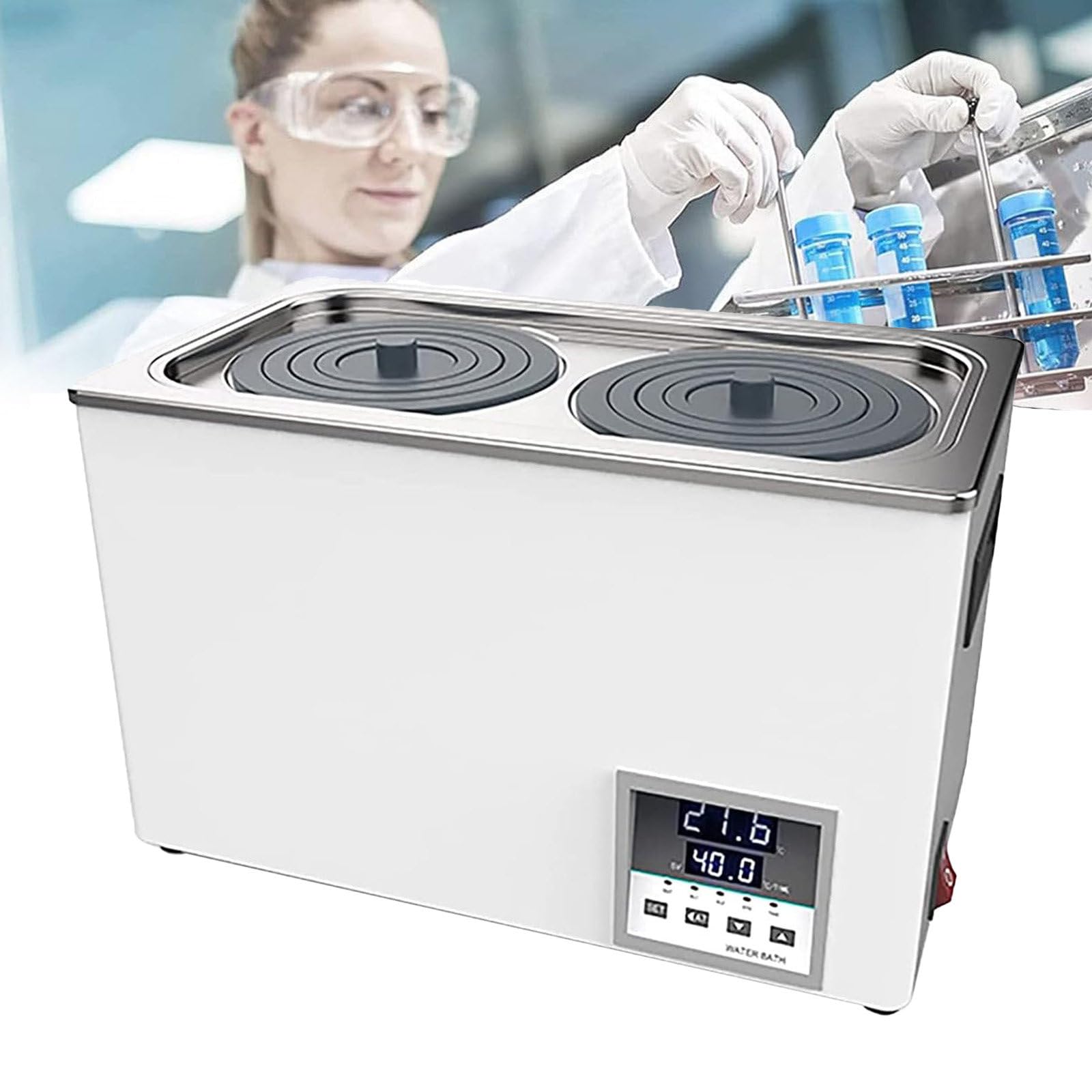 Cyfrowe laboratorium Bain-Marie, pojemność urządzenia grzewcze do kąpieli w laboratorium handlowym, powłoka ze stali nierdzewnej (podwójny otwór 600 W)