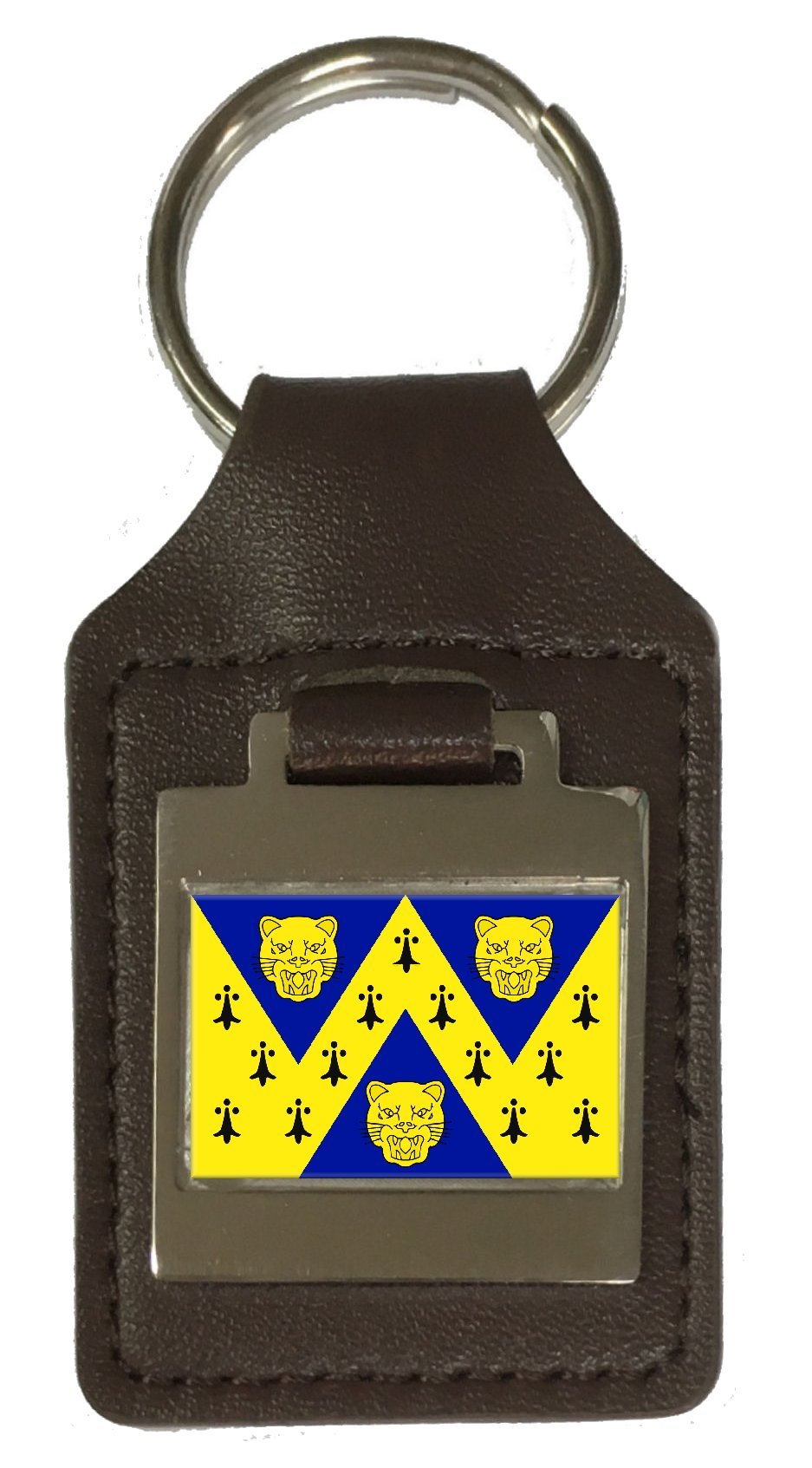 Schlüsselanhänger aus Leder mit Gravur Shropshire County England Flagge