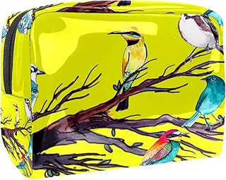 Bolsa de maquillaje portátil con cremallera, bolsa de aseo de viaje para mujer, práctica bolsa de almacenamiento cosmético, color amarillo
