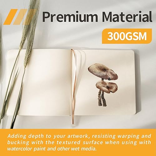 Miniatura 6 de Owevvin 3 mini cuadernos de papel de acuarela de 3.9 x 3.9 pulgadas, tamaño de viaje, portátil, 90 hojas de 300 GSM, papeles de dibujo texturizados
