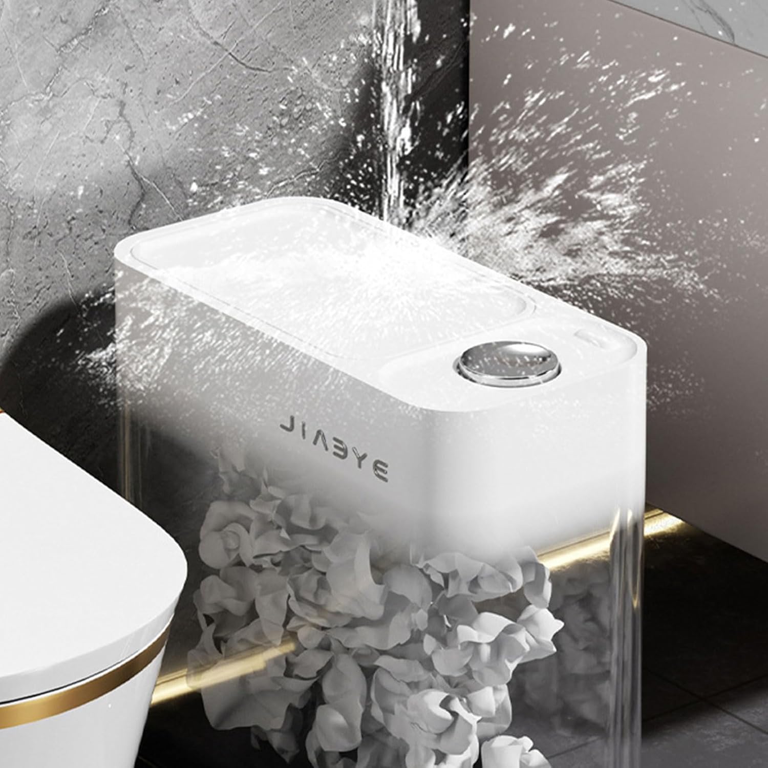 Trash Bin with Easy Press Lid Fashionable Garbage Can Push Top Waste Bin Bathroom Storage Bucket for Any Room