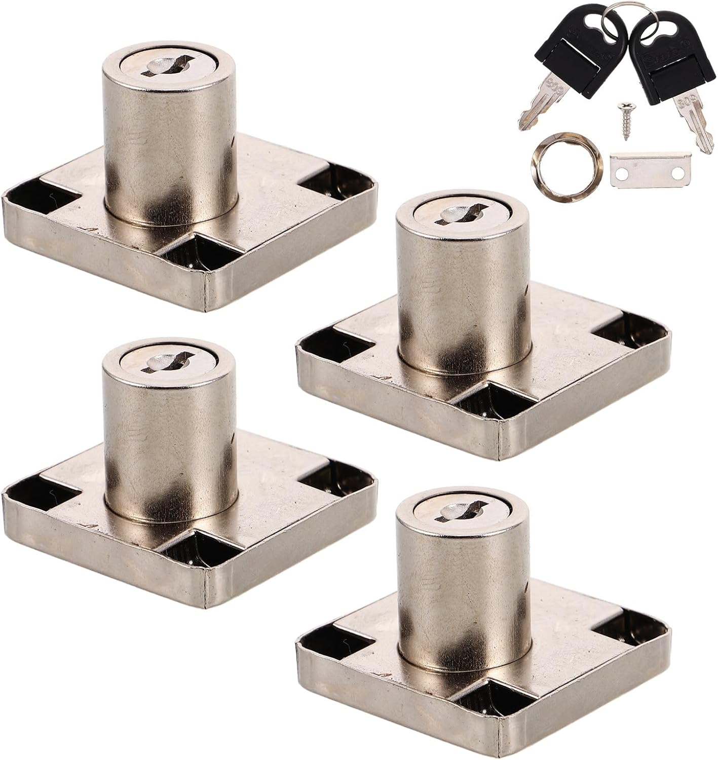 Generic 4pcs Zinc Alloy Desk Drawer Locks with Screws, Office Cabinet and Mailbox Cam Lock Set for Home and Furniture Security