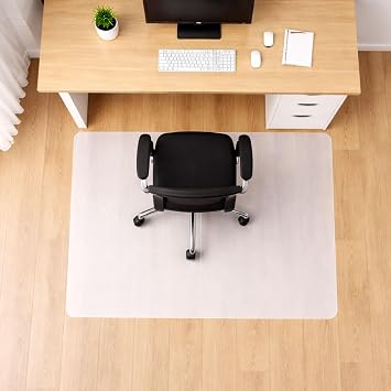 Marvelux Anti-Slip Chair Mat for Hard Floors, 35.5" x 46" Durable White Office Hardwood Floor Protector with Non-Slip Backing, Rectangular, Durable Eco-Friendly Polypropylene, Foldable, Multiple Sizes