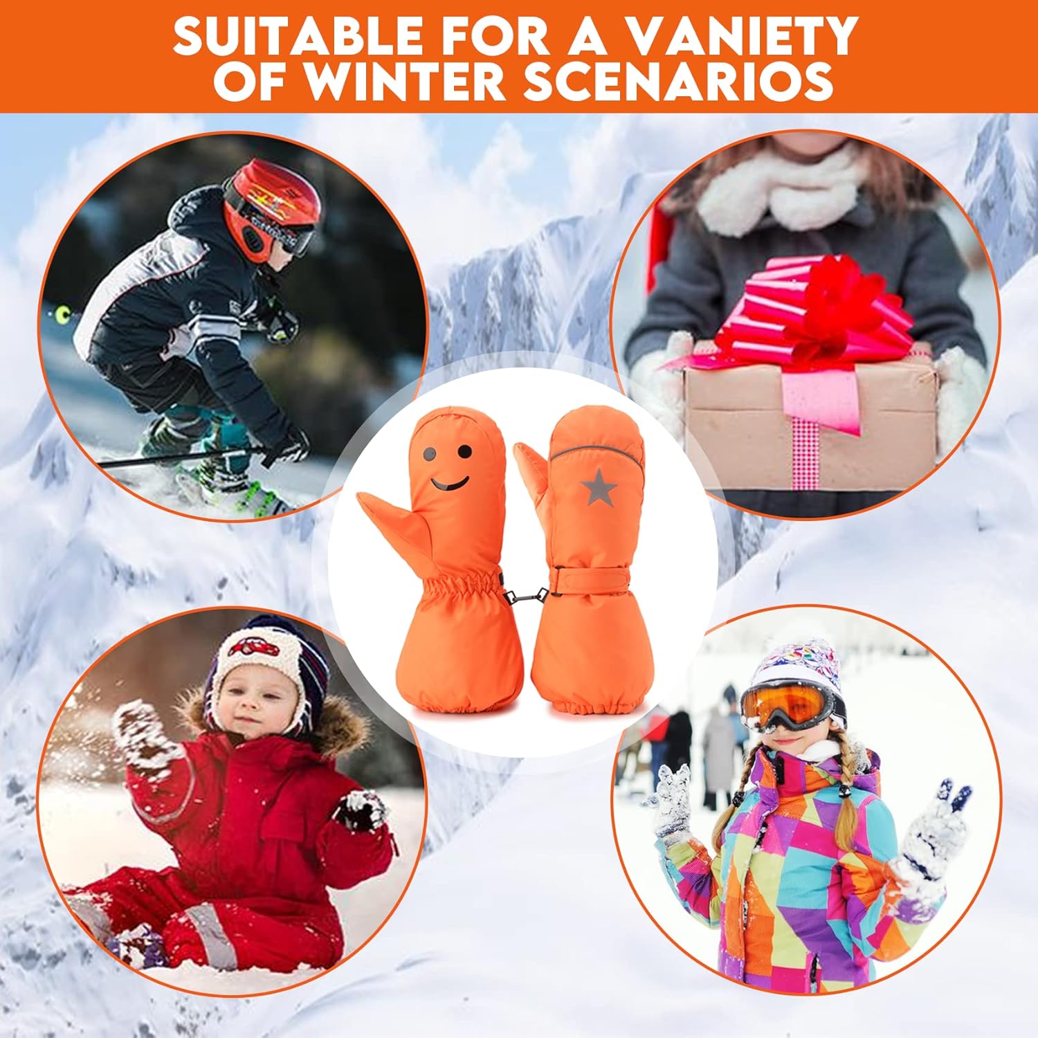 Kids Waterproof Ski Snowboard Gloves Mittens Thinsulate Lined Winter Cold Weather Gloves for Boys and Girls - Image 6