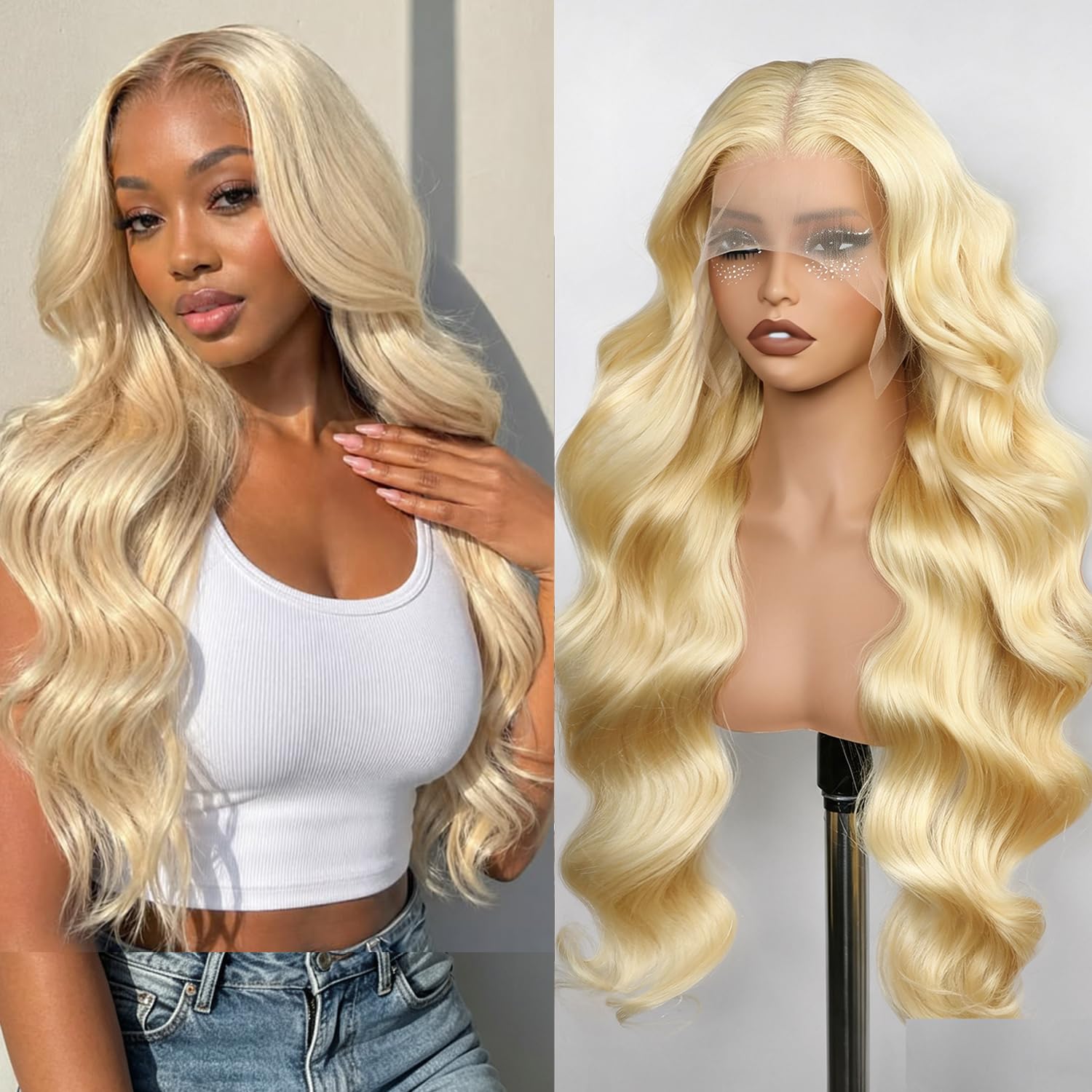 Lemoda Body Wave 613 Blonde 13x6 HD Lace Wigs 24Inch 210% 15A Body Wave Virgin Human Hair 13x6 Lace Frontal Wigs Classic Style 613 Blonde Wig 24 Inch
