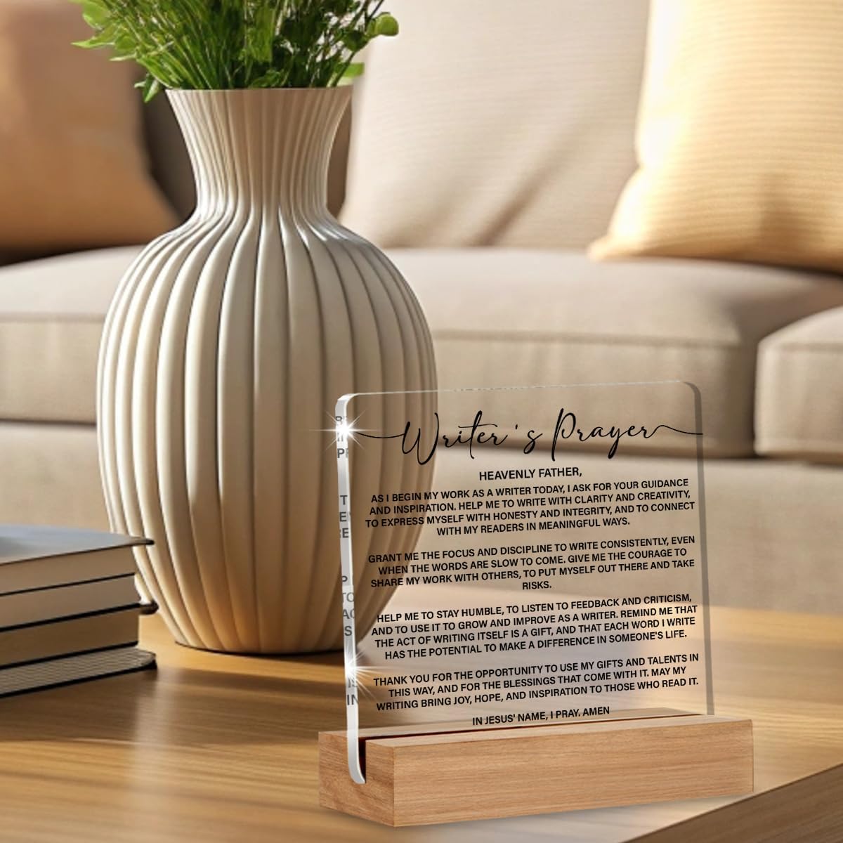 Writers Prayer Office Desk Decor Sign, Christian Writing Gifts for Writers, Bloggers, Author, Writer's Prayer Clear Acrylic Sign Office Decorations image 3