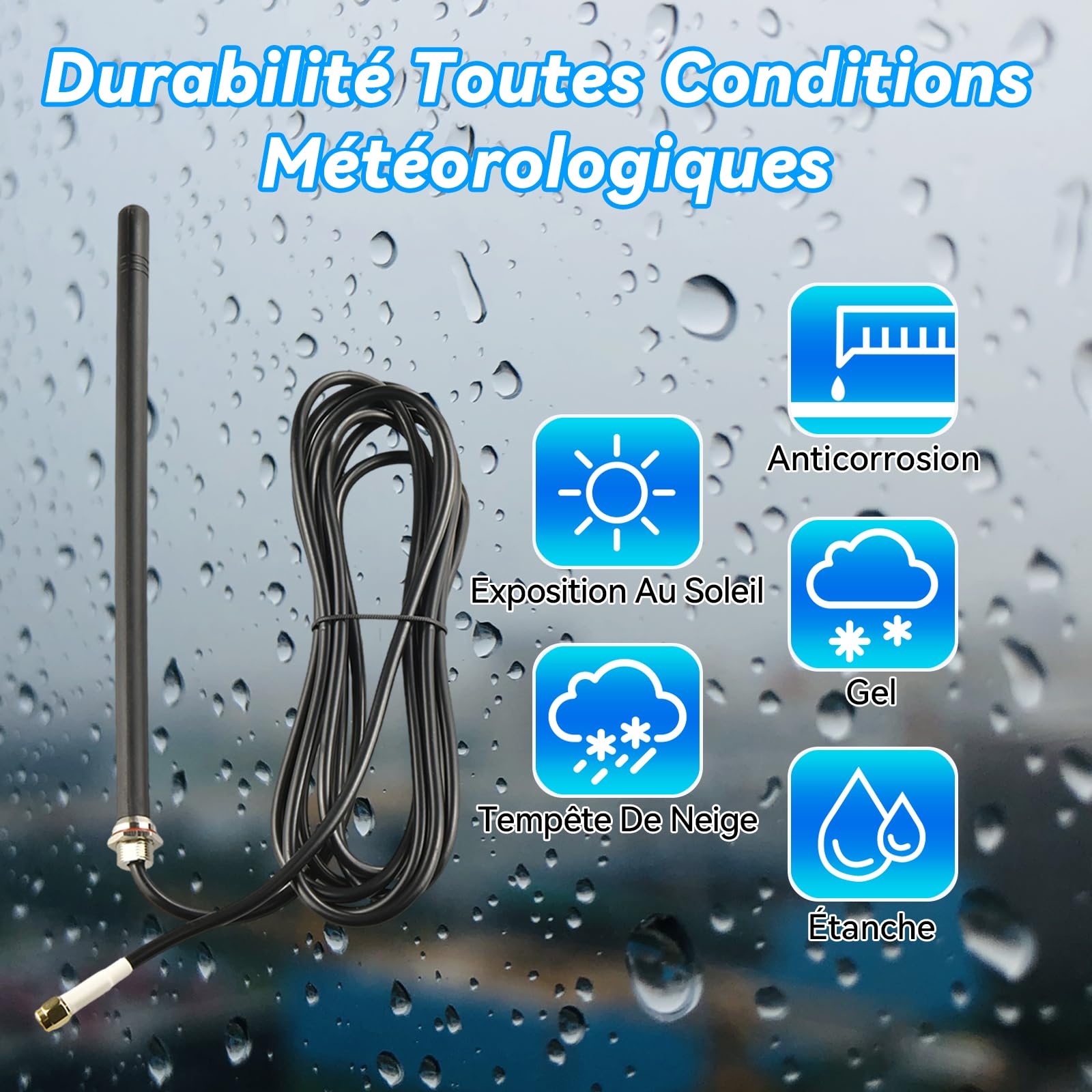 Antenne Extérieure Murale 4G LTE Antenne Cellulaire Omnidirectionnelle Câble RG58U 3M, Connecteurs SMA Mâle et RP-SMA Mâle pour Routeur 4G LTE, Passerelle, Modem, Caméra de Chasse Cellulaire