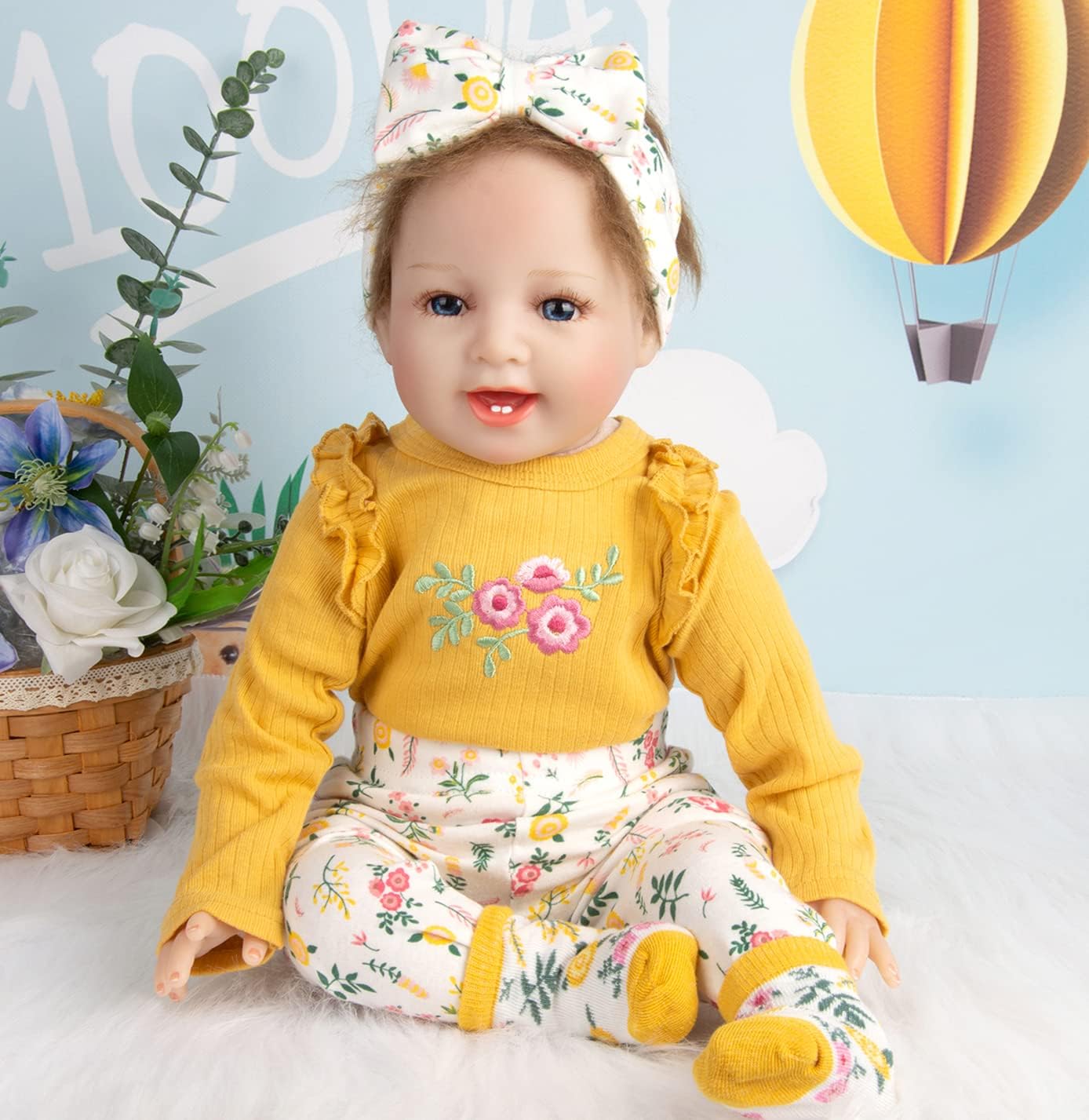 Reborn Baby Girl Dolls Clothes 24 Inches Outfits Accessories 4pcs for 22"- 24" Reborn Dolls Baby Clothes Newborn