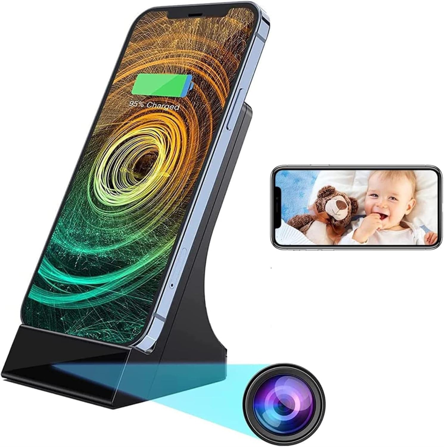 Wif Spy Hidden Camera, Wireless Charger Full 1080P HD Indoor Security