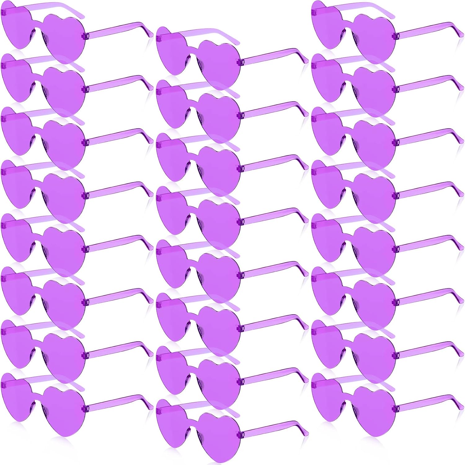 Macarrie 24 Pairs Heart Shape Rimless Sunglasses for Women Transparent Love Fun Sunglasses Party