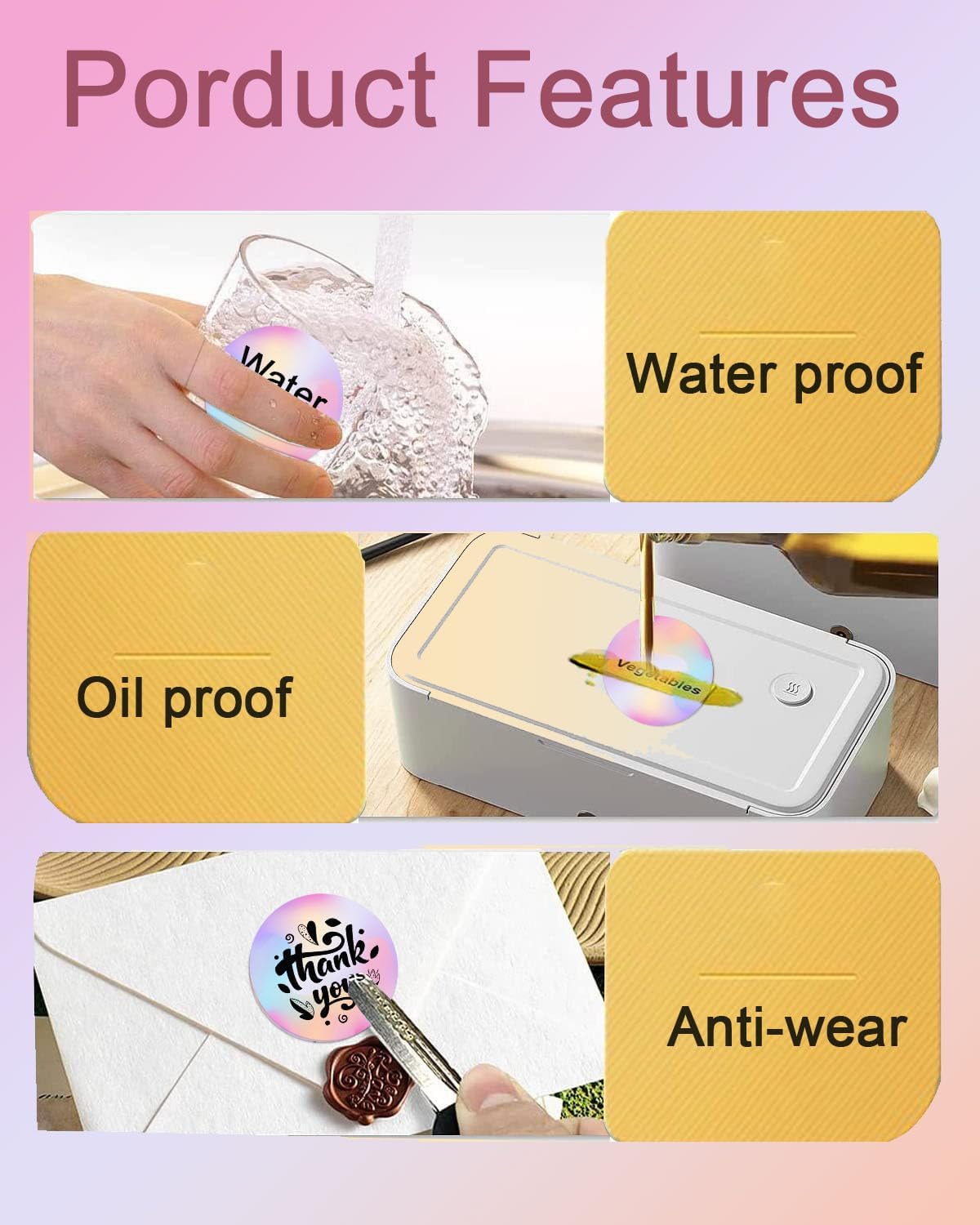 2 x 2 Round Thermal Labels, 2 inch Thermal Printer Labels Sticker for DIY Logo Design, Name Tag, Addressing, Food Labeling, Office Supplies, Shipping Thanks Card, 4 Color Purple, 500 PCS/Roll - Image 8