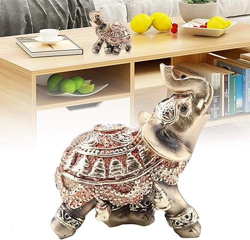 Miniatura 3 de con tronco arriba, figuras de elefante, elefante dorado, figura de Buda Weiss, figura de elefante de la suerte, estatua de elefante dorado