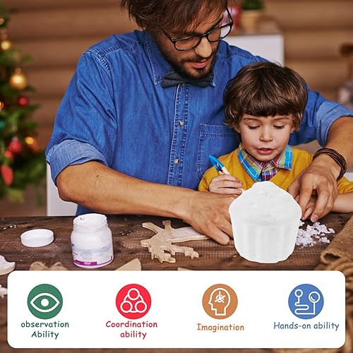 Miniatura 7 de Amosfun 12 piezas de magdalena de espuma pintable blanco falso pastel modelo cumpleaños, boda, fiesta de Navidad, decoración de ventanas, 2.4 x 2.4