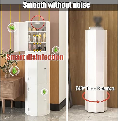 Miniatura 5 de Gabinete de zapatos moderno con rotación de 360, redondo, moderno, simple, giratorio de 360, zapatero para la entrada, armario de zapatos para