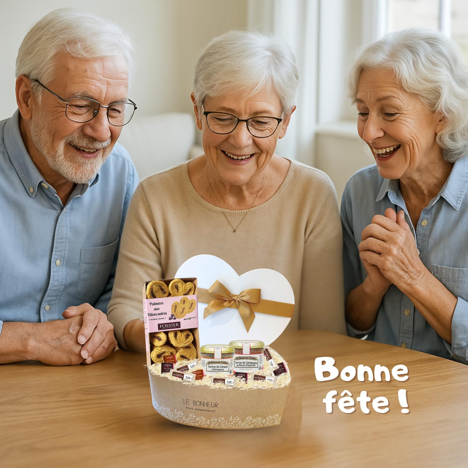 Coffret Cadeau Coeur Gourmet | Mix de Terrines, Feuilletés Salés Fossier, 10 Délices Monbana | Sélection Gourmande & Élégante pour la Fête des Mères