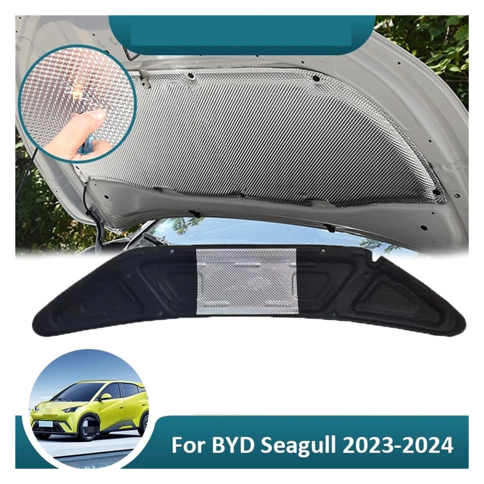Cotone Isolante Acustico per Cofano Anteriore Auto per BYD Seagull 2023 2024,Isolamento del Cofano del Cofano, Isolamento Acustico del vano Motore