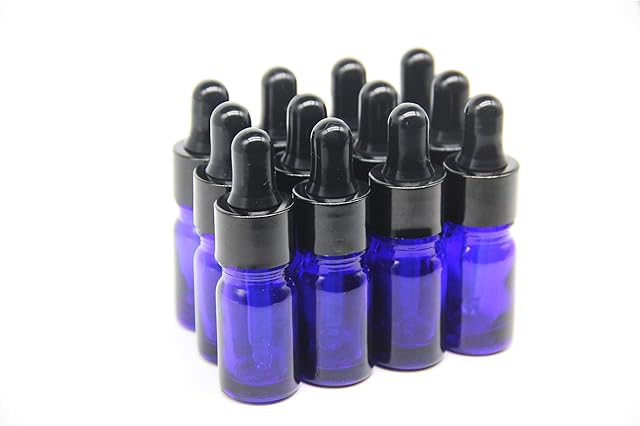 YIZHAO 10ml Blue Dropper Bottle, Empty Eye Glass Dropper Bottles with [Glass Pipette Dropper],Small Sample Glass Bottles,for Essential oil Diffuser,Massage,Beauty Oil Mix  12 Pcs